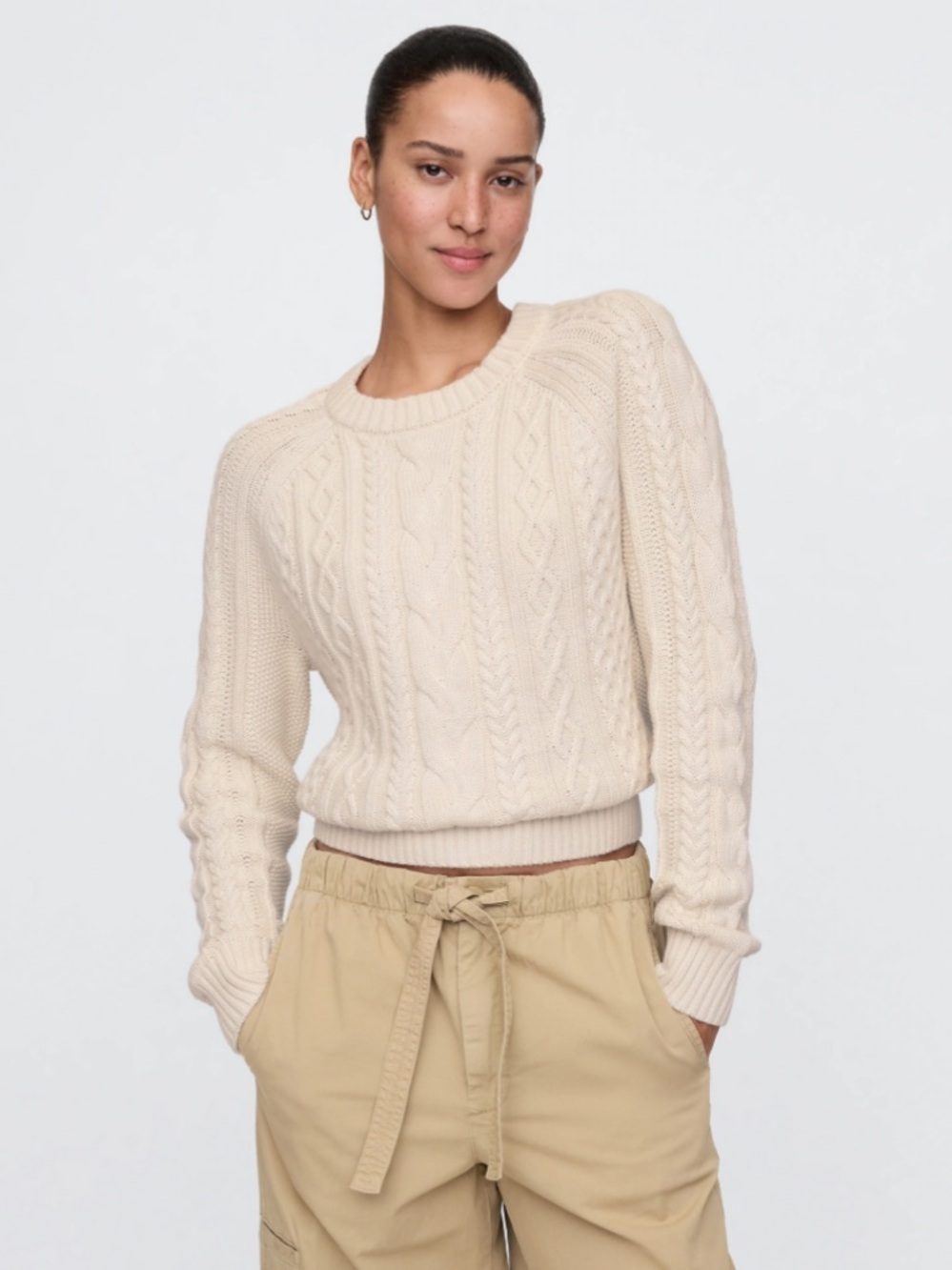 GAP Cable Knit Crewneck Sweater - Cream